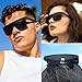 Dollger Oversized Shield Sunglasses for Men Women, Trendy Big Square Flat Top Sun Glasses Fashion One Piece Shades UV Protection