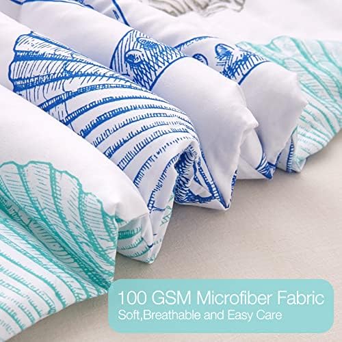JSD Beach Theme 2 Piece Kids Comforter Set Twin, Jellyfish Starfish Shell Printed Comforter with Pillow Sham, Soft Comfortable Machine Washable 5 51Y2aKTFr9L. AC
