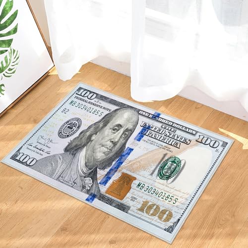 Money Rug for Bedroom 2x3 Door Mat Indoor Entrance,100 Bill USA Money Throw Rugs Small Entryway Rug,Hundred Dollar Bills Doormat Washable Non Slip Floor Carpets Mat for Kid's Room,Living Room,Laundry by KENADVI - Used condition - US$23.00