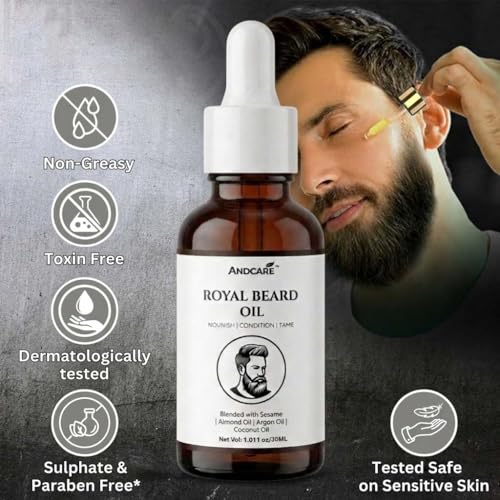 Image of Beard Oil for Men 30ml | Beard Growth for Patchy Beard No Itching & Dandruff, Thicker & Longer Beard | Non Sticky and Non Greasy Moustache Oil | All Beard Types