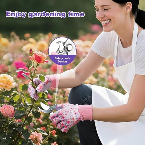 Set de herramientas de jardinería para mamá con estampado flor morada miniatura 6
