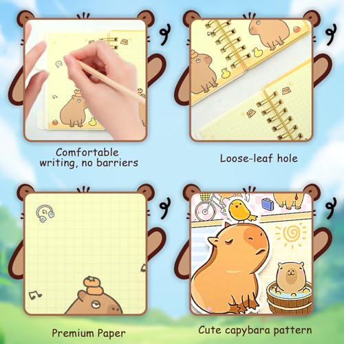 Mini carnet à spirale capybara imperméable lot de 4