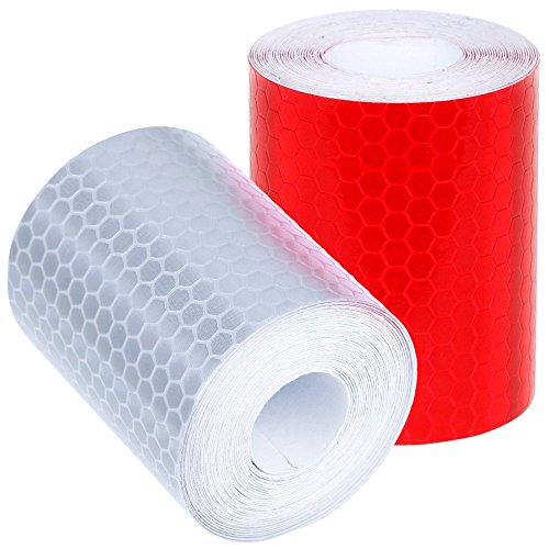 IHRKleid Reflektorband Klebeband für Sicherheit Warnklebeband Sicherheit Markierung Band 2 Rolle 5 x 300cm Silberweiß und Rot