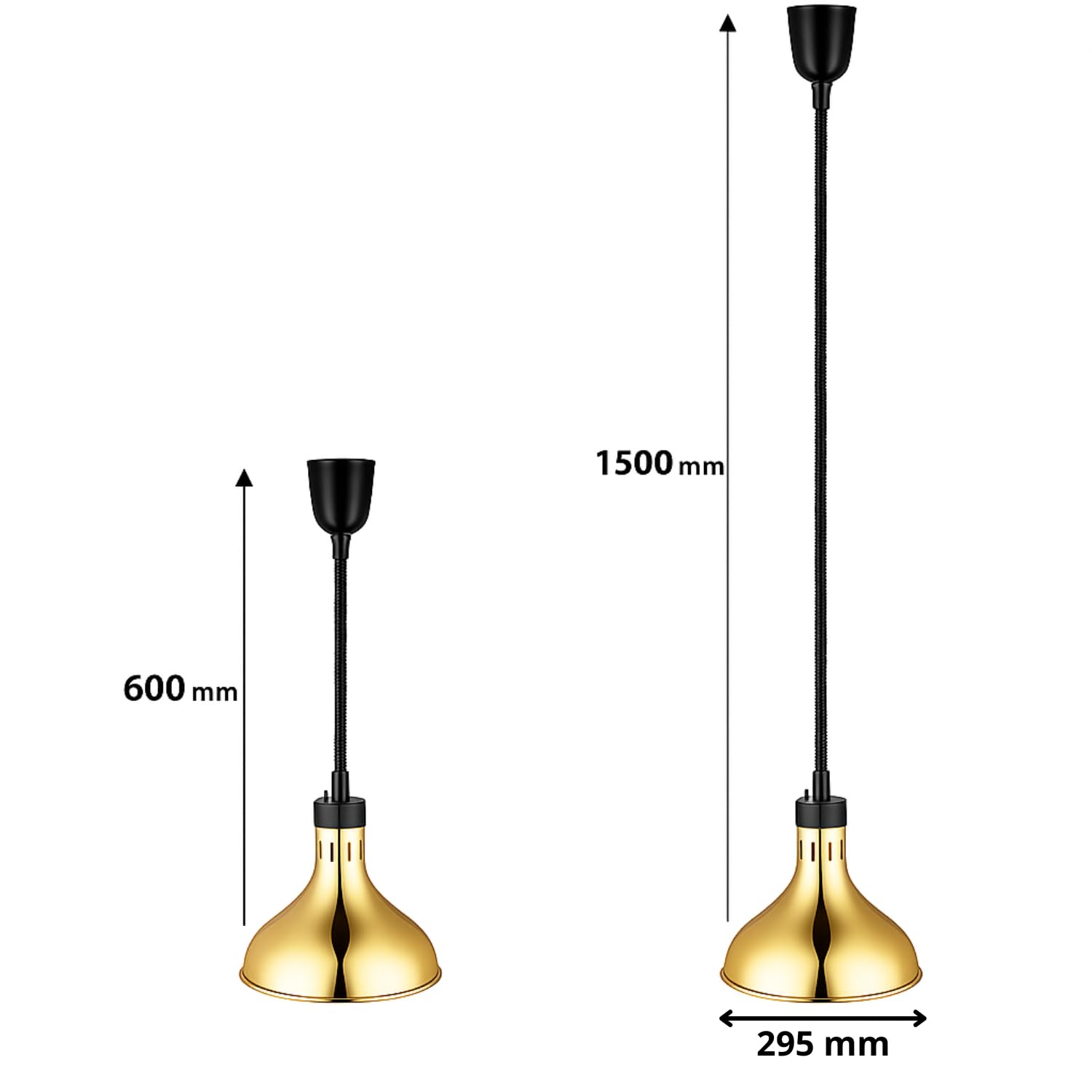 Lampe Chauffante Suspendue Réglable Or - 275W - Hauteur Ajustable - Maintien au Chaud - Cuisine Pro