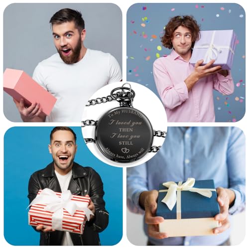 Image of Husband Gifts,Anniversary Birthday Best Unique Romantic Meaningful Cool Sentimental Wedding Funny Unique Christmas Valentines Day Ideas Basket Small Gifts for Husband from Wife Pocket Watch
