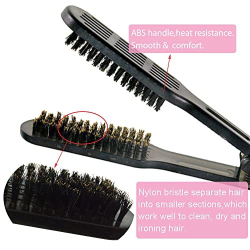 Clamp Brush Hair Double Sided Hair Straightening Comb With Lock Bristle Flat Straightener Air Vent Detangler Splint For Women,Girls,Wet,Dry,Fine,Thick Natural Hair #TOP1