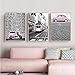 Produktbild asasI9 Nordic Pink Girl Serie Leinwand Gemälde Schwarz-Weiß-Bilder Auto Zug Poster Print Dekoration für Wohnzimmer Deco 40x60 (Größe) ungerahmt