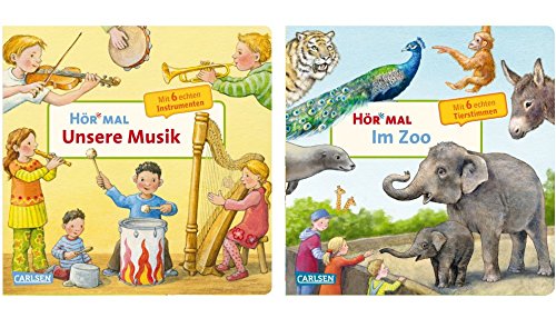 Carlsen Verlag GmbH Hör Veces: Nuestra Música + Hör Veces: en el Zoo (2u00a0x Cartón Bilderbuch en Juego)