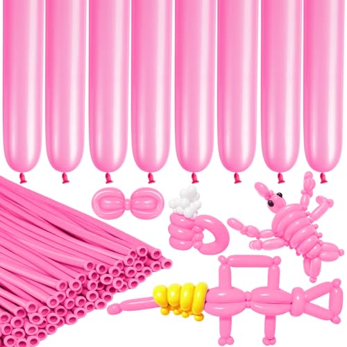 Image of LXZFCRG 260 Long Balloons for Animals, Latex Twisting Balloons for Garland, Parties - Pink