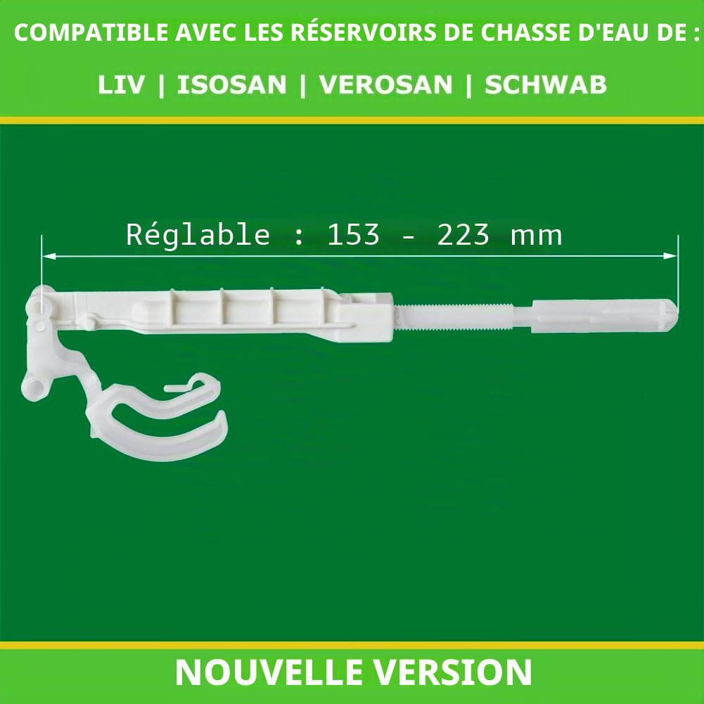 LIV Kit de pièces de rechange : tige de poussée, barre de séparation et levier d'angle pour réservoir Isosan N°1 + N°2, réservoir Verosan et Schwab