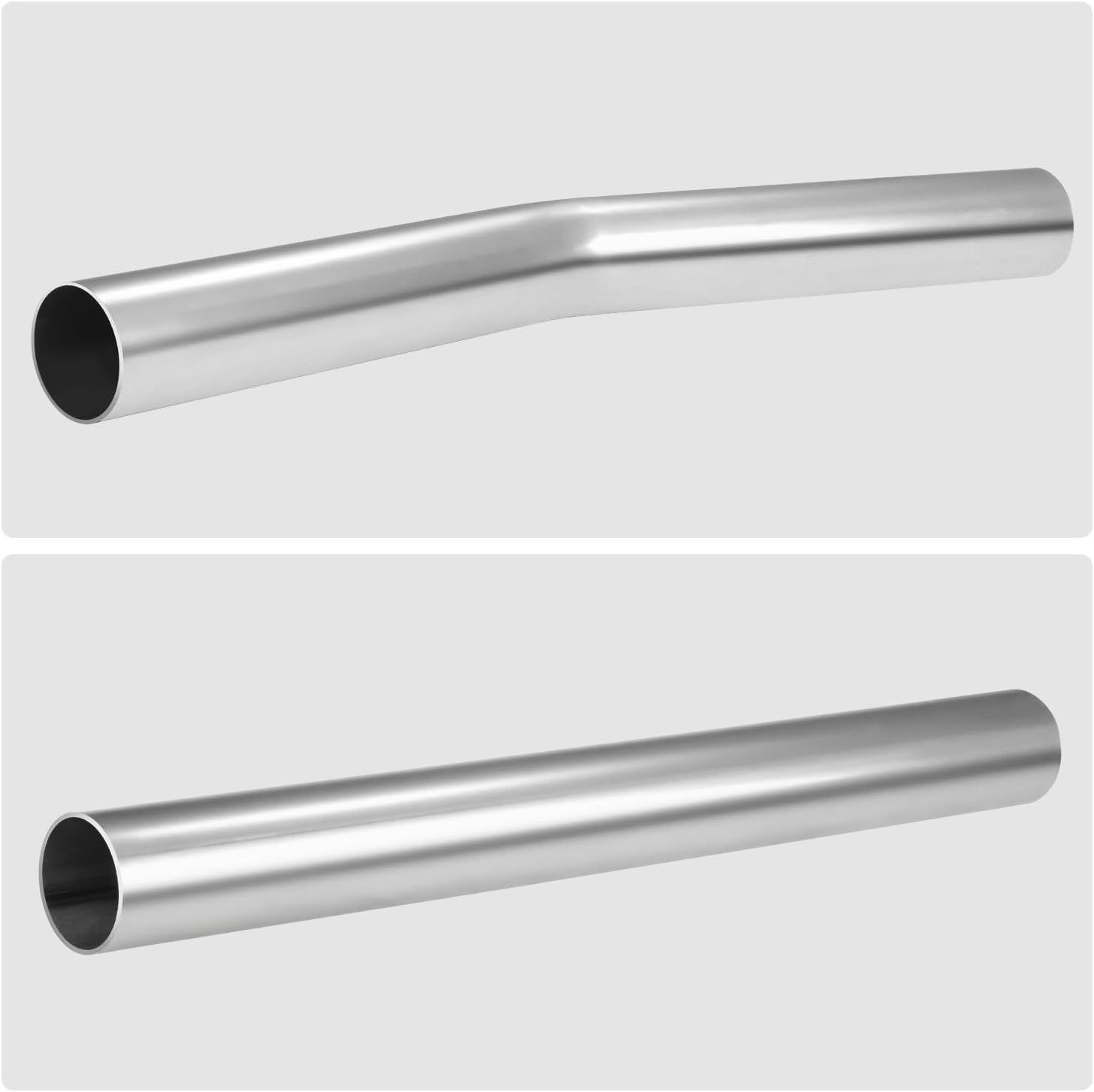 DNA MOTORING 4pcs 2.5 Inches Mild Steel DIY Custom Exhaust Tubing Mandrel Bend Pipe Straight Connecting Pipe Kit, Universal Fit, ZTL-25RAW-H