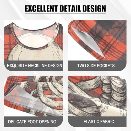 ALAZA Skeleton and Plaid Pajama Set Short Sleeve Sleepwear Soft Lounge Nightwear4