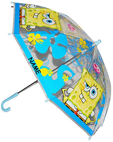 Preisvergleich Produktbild Unbekannt Regenschirm - Schwammkopf Spongebob - incl. Name - Kinderschirm transparent - Ø 74 cm - Kinder Stockschirm - Schirm Glockenschirm / Kinderregenschirm - fü..
