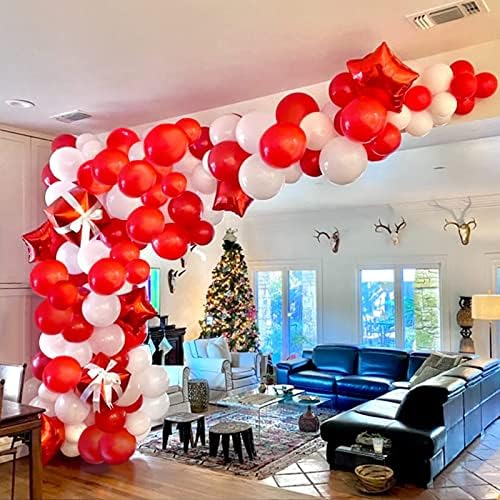 Valentine Day Balloon Arch Garland Kit Red White Balloons, Valentines Party Balloons Decorations with 4D Gift Box Foil Red Stars Balloon for Wedding Propose Prom Party Supplies Decorations