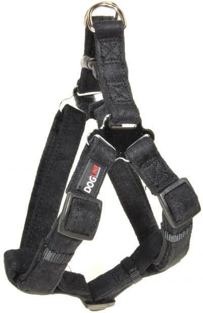 Dogline 19 to 25-Inch Length by 3/4-Inch Width Comfort Microfiber Soft Padded Step-in Puppy Dog Harness with Nylon Reinforcement, Medium, Black