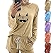 Women's Punmpkin Pajamas Set 2 Piece Raglan Long Sleeve Lounge Set Comfy Shorts Pjs Sleepwear with Pockets