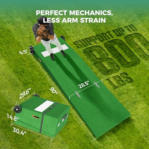 HFPFTS Foldable Pitching Mound - 6\" Portable Pitchers Mound with Professional Pitching Rubber and Wheels - for Baseball and Softball Training, Ideal for All Ages, Indoor/Outdoor Training