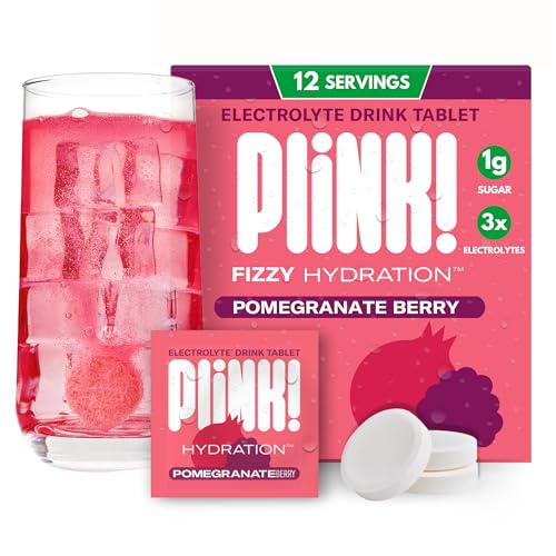 Plink! Fizzy Electrolyte Tablets for Adults & Kids – Pomegranate Berry, 12ct – Family-Friendly Daily Hydration – Low Sugar, Vegan, Keto Friendly, Non-GMO