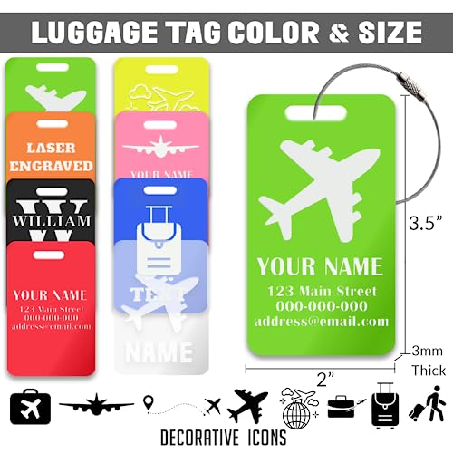 Image of Custom Luggage Tag Personalized Engraved Acrylic Tags for Luggage Bags Backpacks Travel Accessories-2 inchx3.5 inch-10 PCS