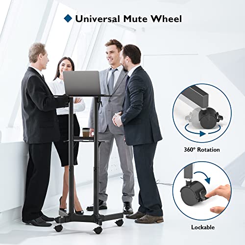 Image of BONTEC Lecterns & Podiums Portable Mobile Standing Laptop Desk, Sit Stand