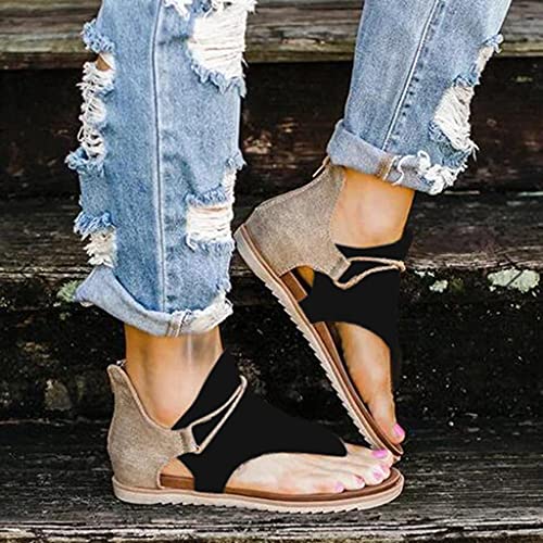 Masbird Sandals For Women Dressy Summer Beach Sandals For Women Sexy Wedge Sandals For Women Casual Women Summer Comfortable Flowers Print Zipper Shoes Flat Beach Open Toe Breathable Sandals #TOP1