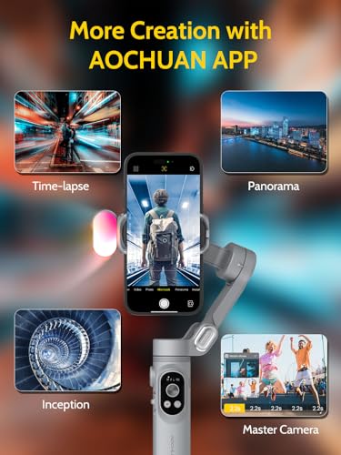 Cardán de mano para iPhone y Android con luz magnética RGB y rosca de 1/4 5