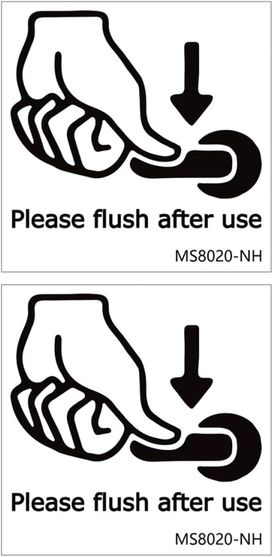 Warning Stickers Toilet Lid Decals 25X25Cm PVC Self-Adhesive Bathroom Wall Stickers for Bedroom and Living Room, Decorative Toilet Warning Signs, 2pcs Set