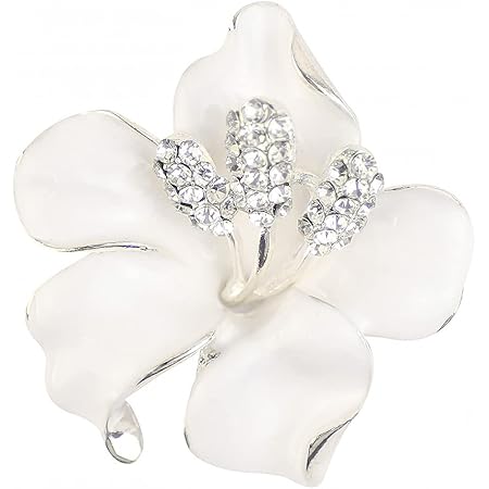 Broche fantaisie, Motif fleur feuilles pétales doré, boule nacrée
