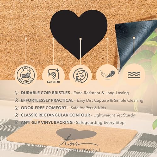 Theodore Magnus COIR-1730-15-106 Door Mat – Coir Doormat For Outdoor Entrance, Durable Welcome Mat With Non-Slip Backing, Perfect For Front Door And Entryway - Bold Heart thumb #3