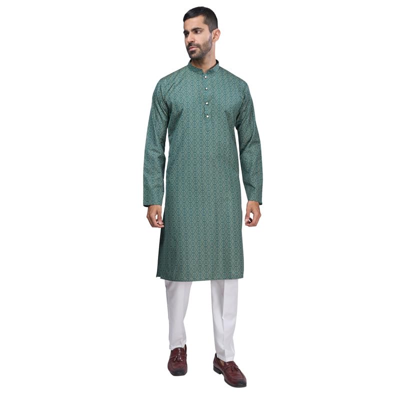 Image of BELLAZO Men's Premium Cotton Printed Regular Kurta | Stylish Kurta for Weddings /Festivals