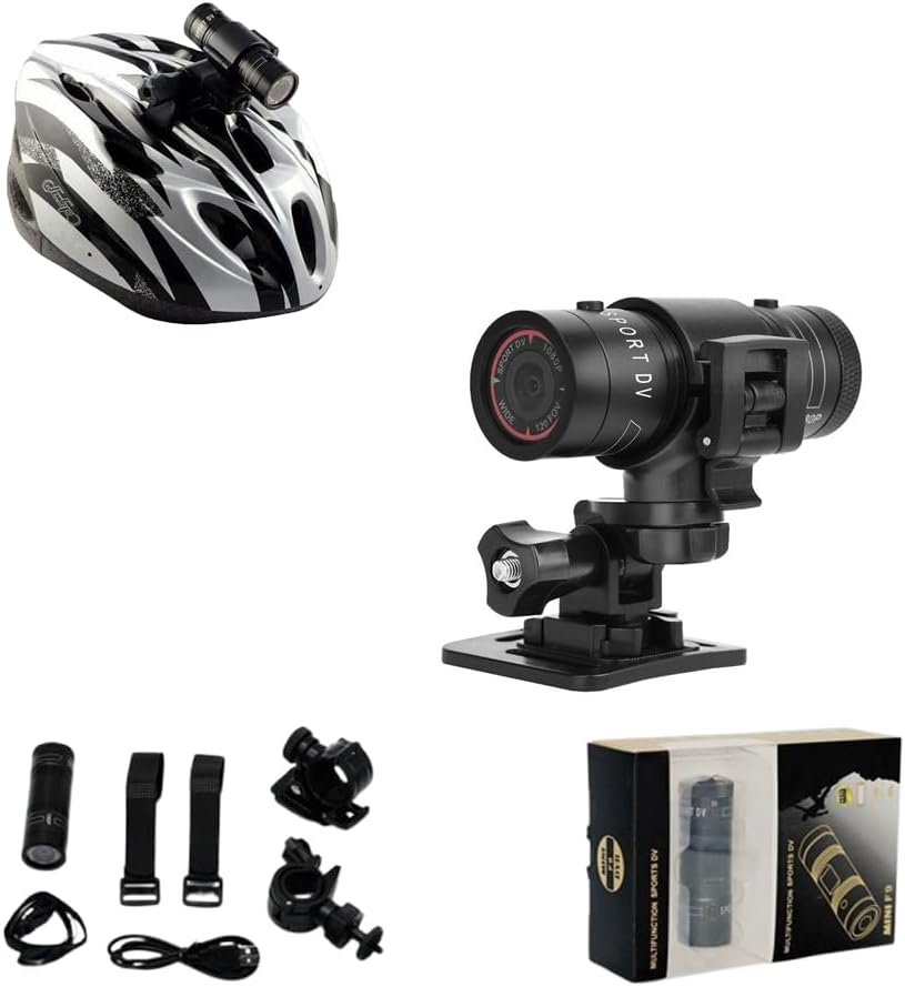 1080P Helmet Camera, Mini Action Cameras Bike Motorcycle Video Cam,120° Wide Angle Waterproof Cycling Camera Sports DV Camcorder for Bicycle/Motorbike/Climbing/Riding/Skiing