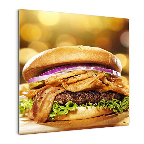 Küchenrückwand 'Leckerer Burger ' in div. Größen, Glas-Rückwand, Wandpaneele, Spritzschutz & Fliesenspiegel