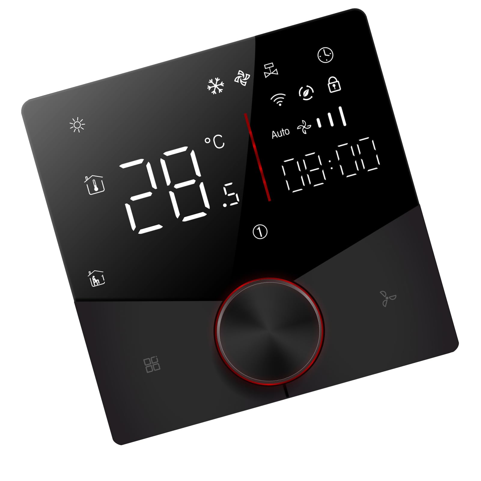 WIFI Thermostat Digital Downish Touch 5 i 2 Programowalne 2 Kontroler Temperatury Klimatyzatora z 8 Efektami Oświetleniowymi i 7 Biegami Tęczowymi dla świątecznej Atmosfery (BLACK)