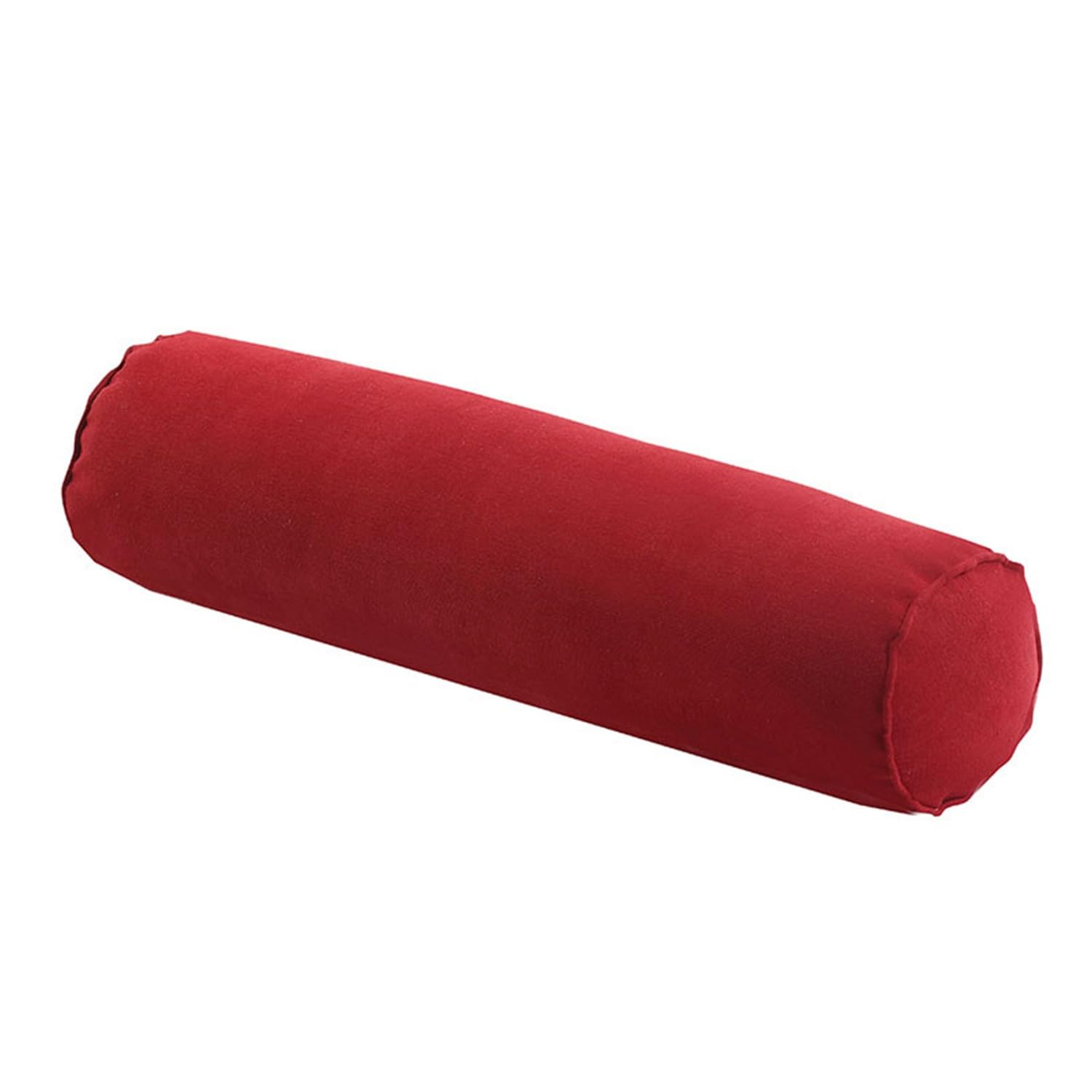 Coussin de cou et support lombaire cylindrique housse velours zippée jaune 20x120cm