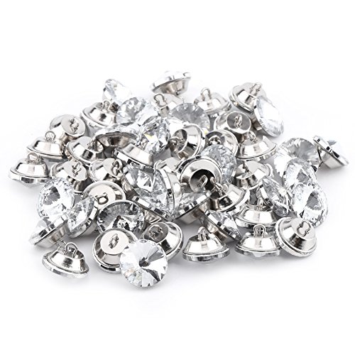 Yosoo 50Pcs Diamond Buttons Rhinestone Crystal Upholstery Buttons with Metal Loop Buttons for Sewing Sofa Button DIY Crafts Decoration (25mm)