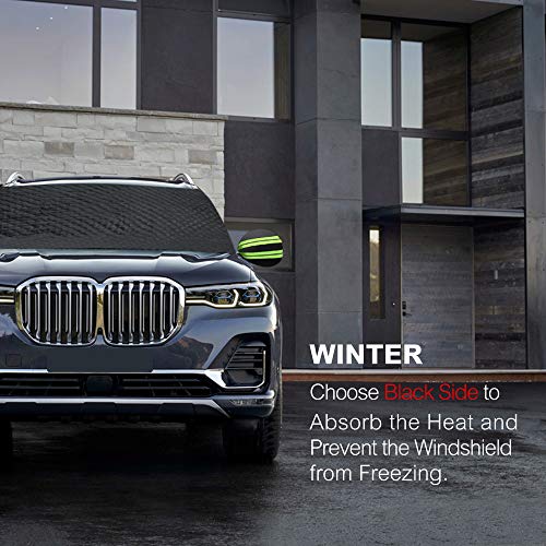 Fedciory Car Windshield Snow Cover,4-Layer Protection&Double Side Design,Snow, Ice, Frost,UV Full Protection,Extra Large & Thick for Most Vehicle(88"x50") - Thumbnail 6