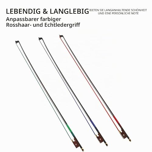 Premium Kohlenstofffaser-Geigenbogen 4/4 – Leicht, langlebig und stilvoll mit Schlangenholz-Frosch und gefärbtem Pferdehaar, farbenfroher Kohlenstofffaser-Geigenbogen – Lebendiges Design mit