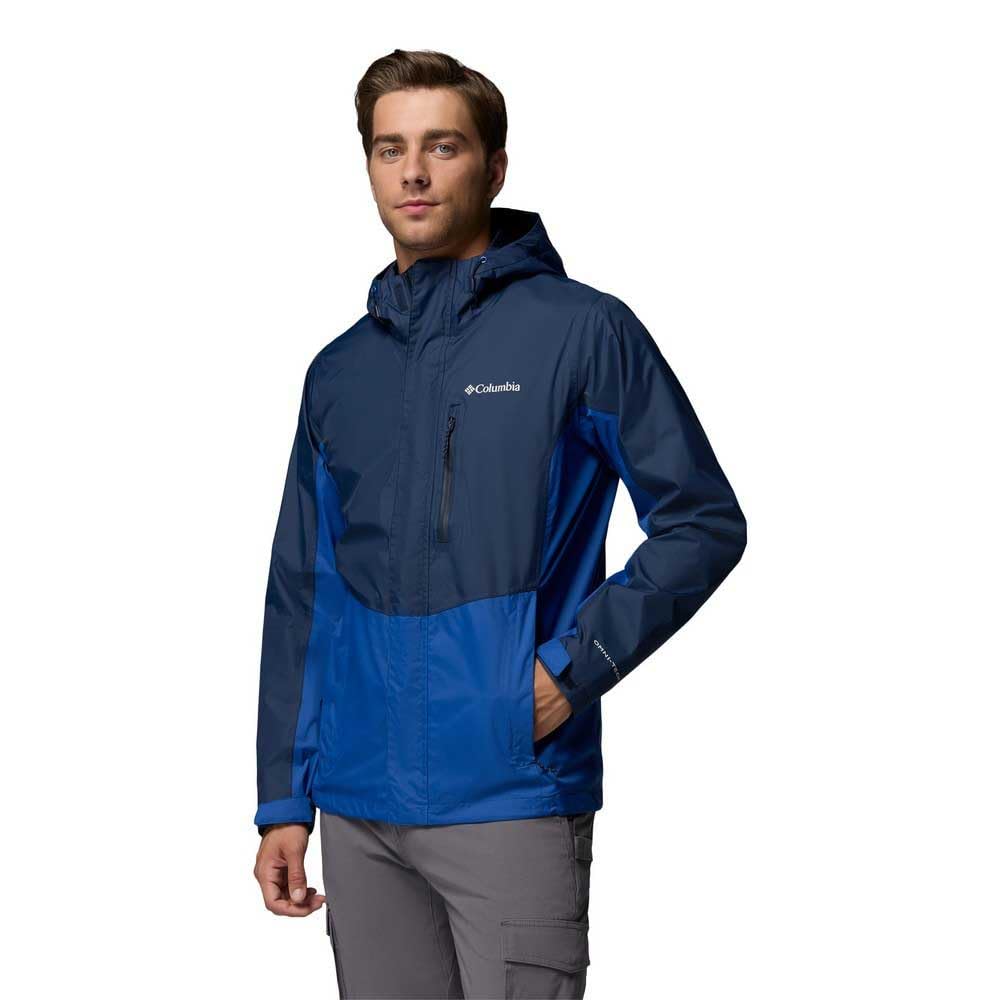 Columbia Męska kurtka Pouring Adventure 3, wodoodporna kurtka przeciwdeszczowa, Collegiate Navy, Mountain Blue, XL