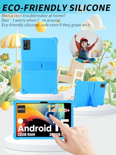 Coque DOOGEE Tab E3+ bleu azur en silicone souple avec support réglable intégré - 2