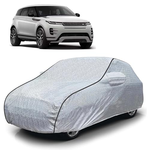 Image of Sulfar 100% Waterproof Car Body Cover Compatible with Mirror for Land Rover Evoque (Triple Stitched, Full Bottom Elastic, Magic Silver with Black Piping)