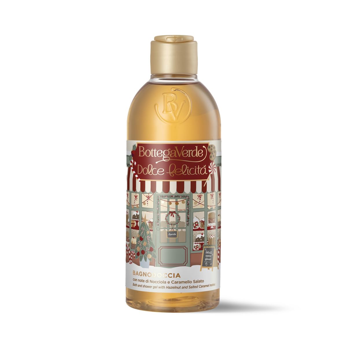 Bottega Verde - Cofanetto Regalo Dolce Felicità, con Bagnodoccia 250 ml, Latte Corpo 150 ml, Crema Mani 30 ml, Balsamo Labbra, Fragranze di Nocciola e Caramello Salato