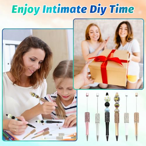 Image of 75 Pcs DIY Diamond Beadable Pen Kit - 25 Plastic Rhinestone Beaded Pens Bulk with Refills & Bags - Fancy Cute Glitter Pens for Crafting, Students & Teachers - School Supplies (Advanced)