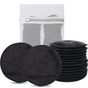 KinHwa discos de microfibra reutilizables almohadillas desmaquillantes lavables 14 paquete Negro