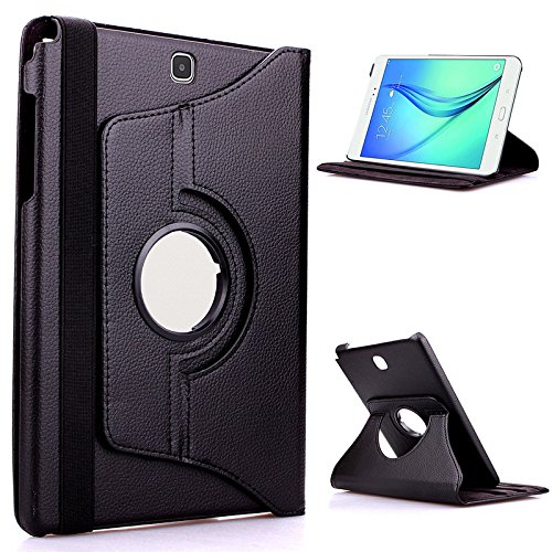 360 Degree Rotating Pu Leather Stand Case For Samsung Galaxy Tab A 9.7 Sm-T550 Sm-T551 Android 5.0 Tablet Pc Case 9.7-Inch (Black)