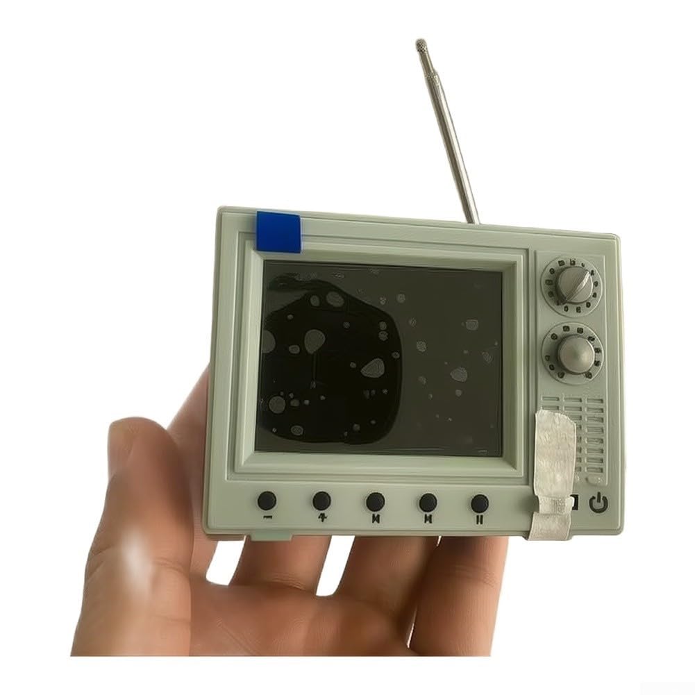 Lettore TV in Stile retrò a Cartoni Animati, Monitor Video Ricaricabile e componente da Collezione in Miniatura per scrivania e mensola, Decorazione Divertente (Giallo)