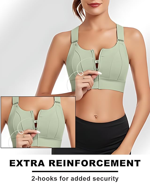 Image of Women Polyester Spandex High Impact Front Zip Sports Bra Fitness Criss Cross Back Crop Tops for Gym, Yoga & Workout - Size: M-4XL