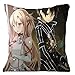 Etruke Anime Sword Art Online Kirito Asuna Lot de 4 coussins de canapé double cadeau d'anniversaire