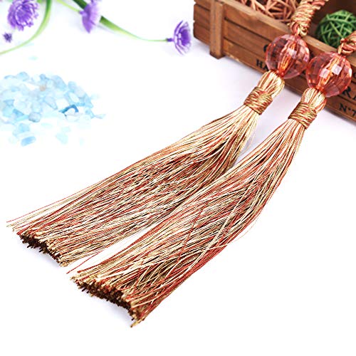 KISENG Curtain Tassel Tiebacks, Beaded Tassels Curtain Tiebacks Rope Holdbacks for Bedroom,Tassels Curtain Tiebacks,Set of 2 (Orange)
