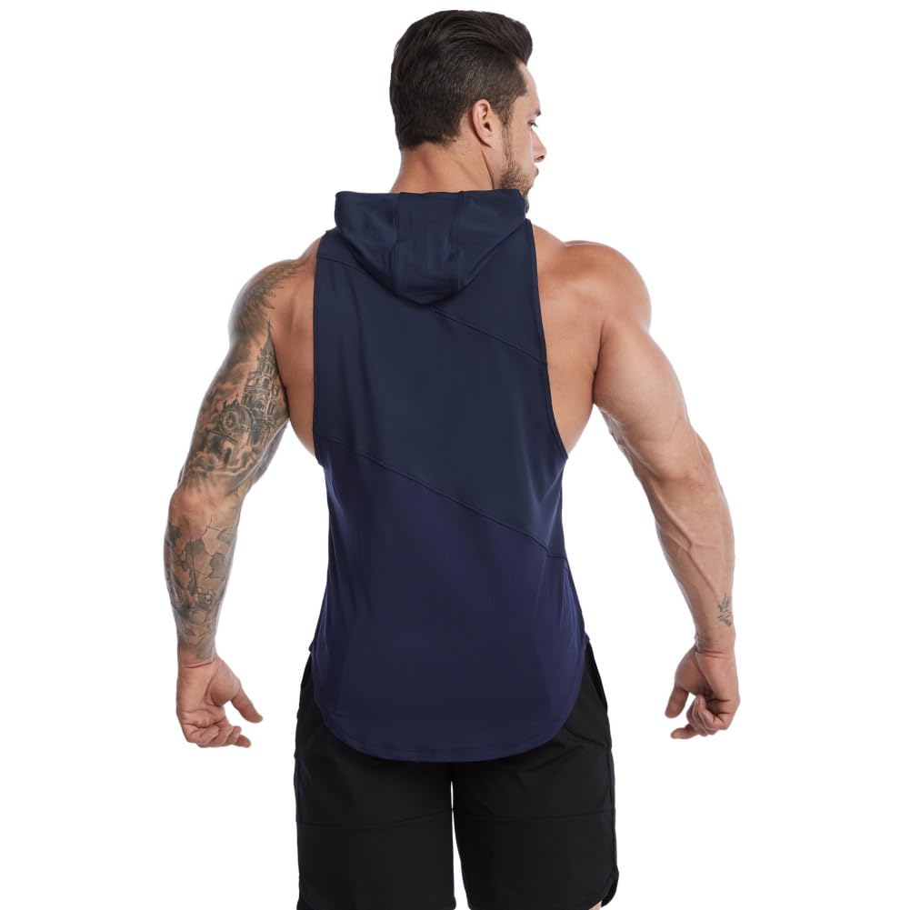 Convenientto 3-pak koszulek treningowych bez rękawów z kapturem, męskie odprowadzające wilgoć, szybkoschnące koszule bez rękawów, bluzy z kapturem tank topy