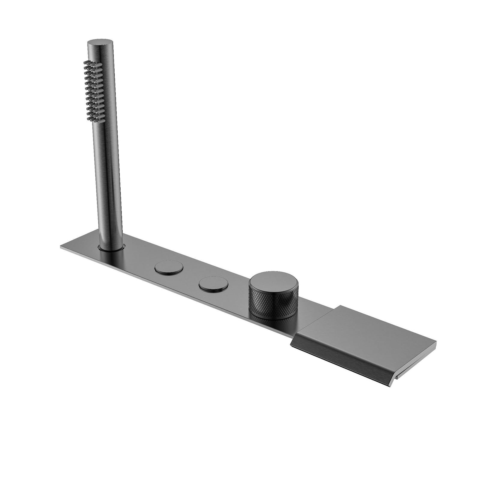 Robinet mitigeur baignoire cascade gris avec douchette à main LWX